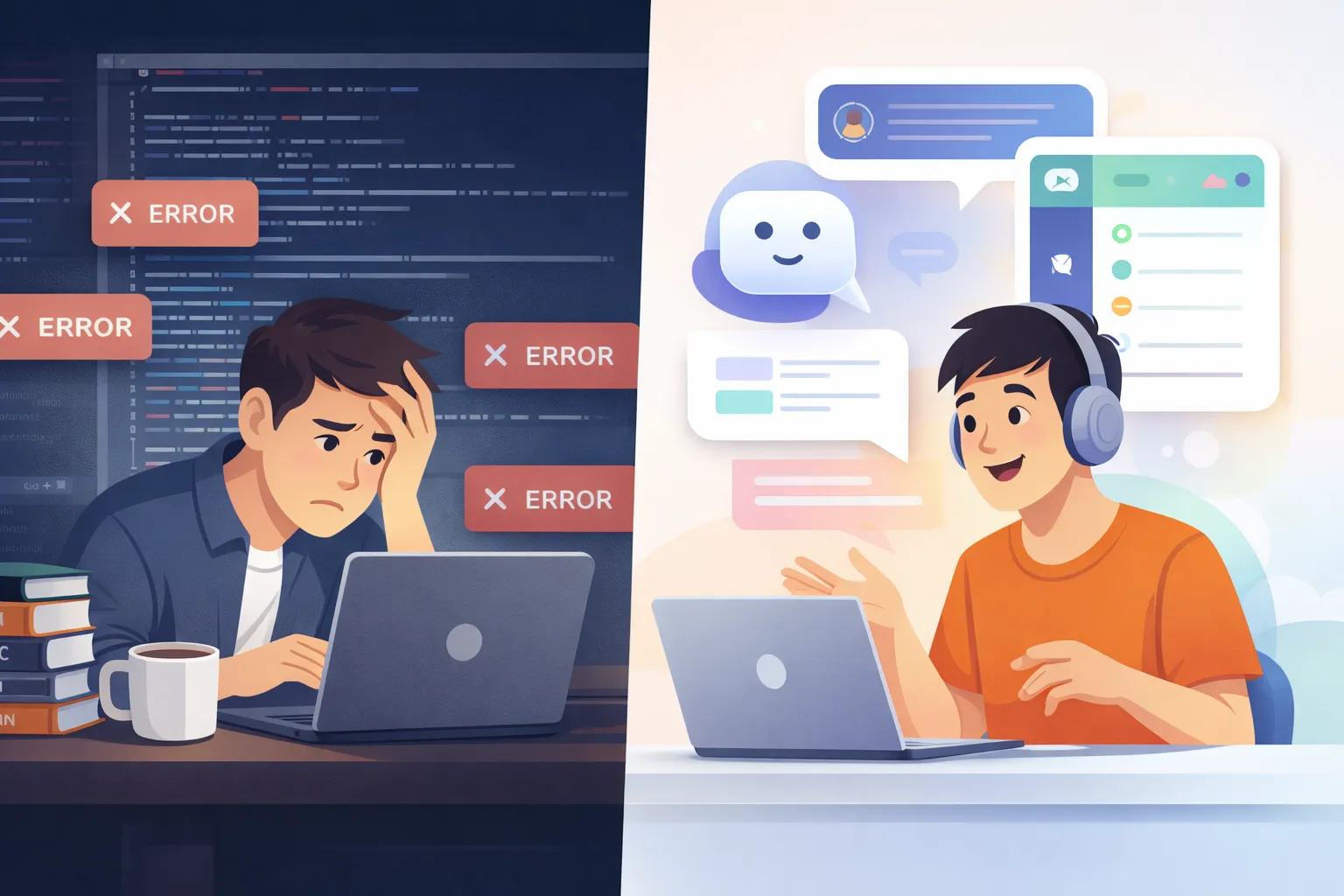 従来のコーディングとバイブコーディングの違い — コードを書くのではなく、AIと会話して作る